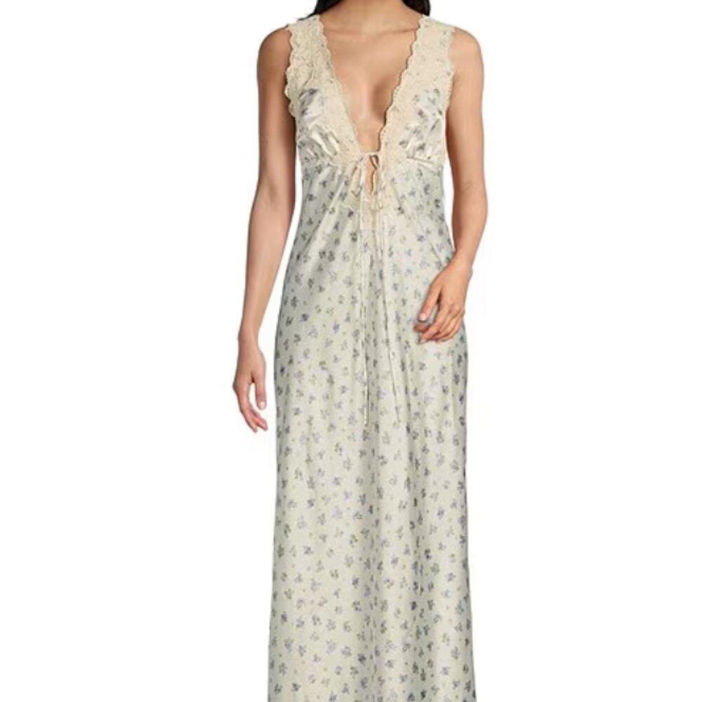 Rumored Floral Maxi Dress Plunging V-neck